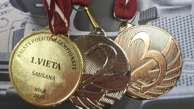 Valsts policijas čempionāta sacensībās šaušanā. Zelta, sudraba un bronzas medaļa