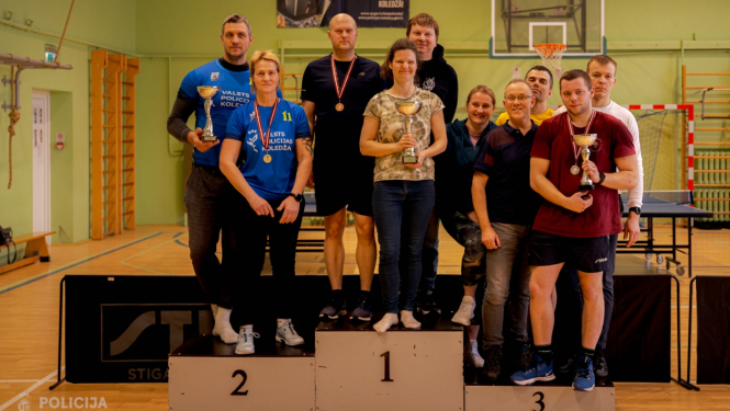 Valsts policijas čempionāta sacensību galda tenisā uzvarētāji