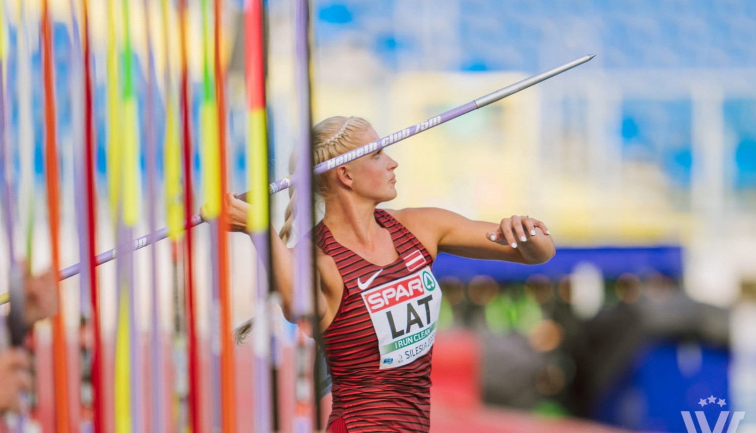 Iekšlietu ministrijas veselības un sporta centra profesionālā sportiste Līna Mūze met šķēpu